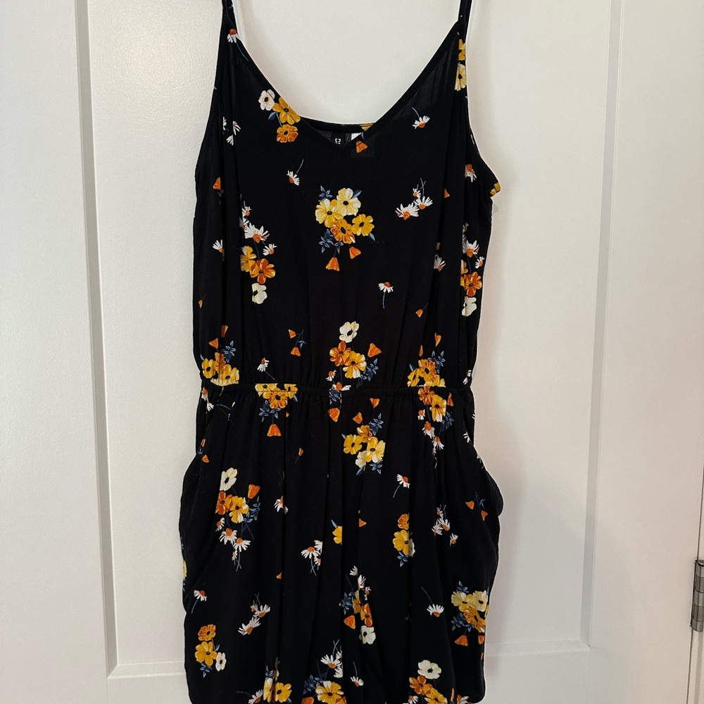 H&M Black Floral Jumpsuit